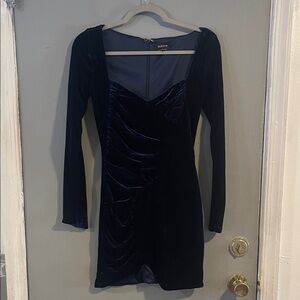 Bardot Xena Ruched Velvet Dress In Navy size XS